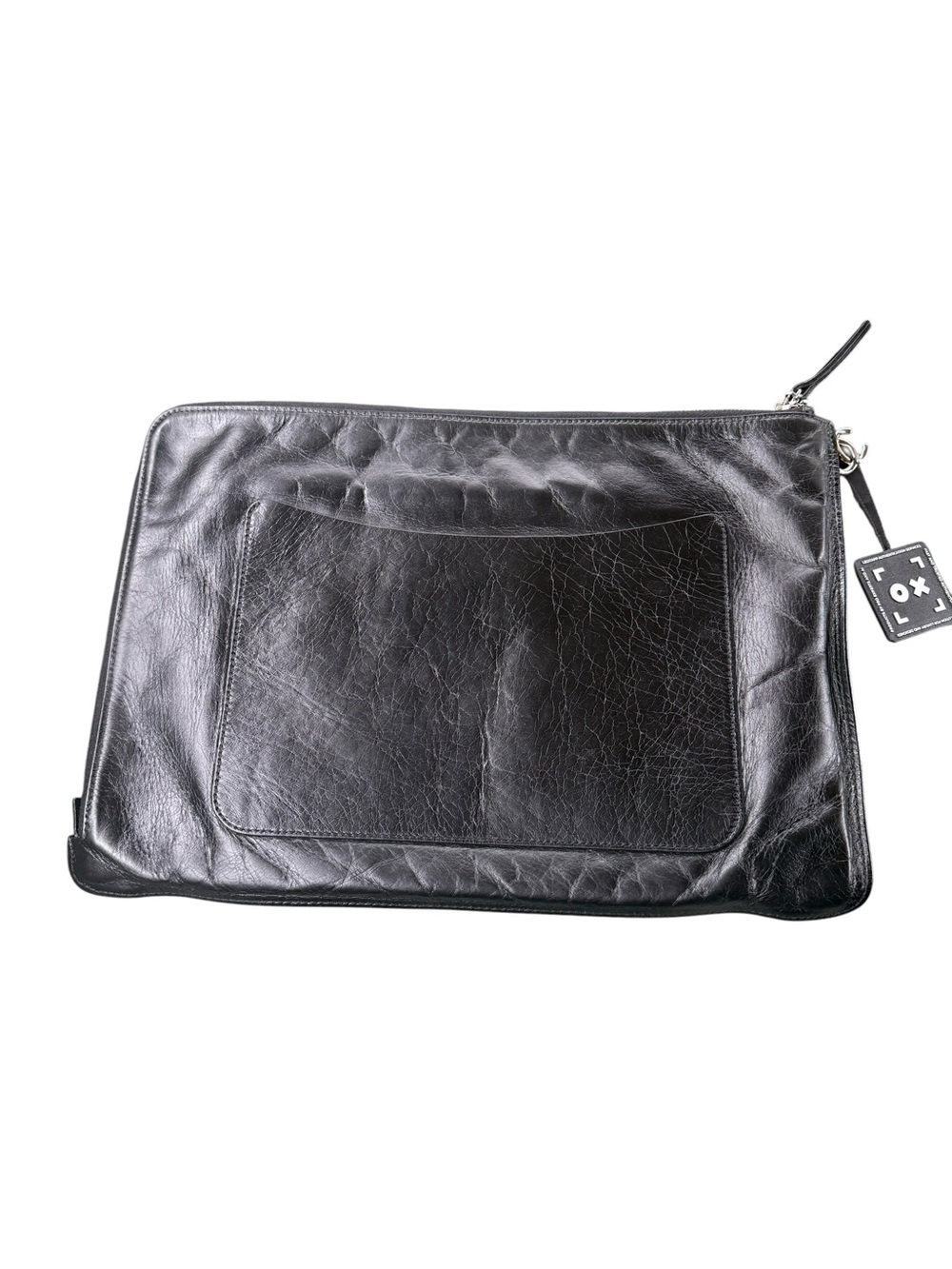 CLEAN. CHANEL Black Leather 'Feministe Mais Feminine' Zip Clutch & COA - Picture 3 of 10